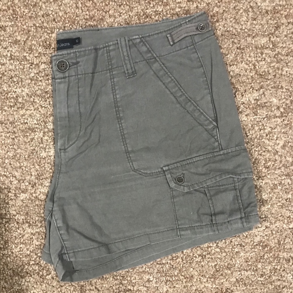 SOLD Calvin Klein Khaki green jean shorts - Picture 3 of 4